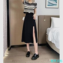 黑色開叉半身裙女夏季2024新款小個子高腰顯瘦休閑直筒一步長裙子-KBY科貝 歷史價格詳細信息