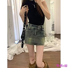 美式復古高腰牛仔半身裙女夏季2024新款設計感顯瘦防走光a字短裙 歷史價格詳細信息