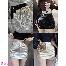 秋冬新款PU皮亮面暗黑系百褶裙迷你超短裙怪味少女街頭半身裙~超美服飾 歷史價格詳細信息