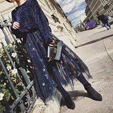 限時特價 網紗星球刺繡長款百褶裙半身裙 價格比較,價格查詢,歷史價格詳細信息