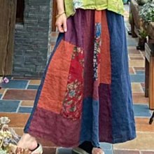 【子芸芳】23夏季純苧麻黑色A擺雙層半身長裙清涼飄逸繫帶半身長裙A字裙 歷史價格詳細信息