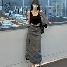 現貨-褶皺高腰顯瘦開叉半身裙女歐貨夏季通勤御姐風長裙3M簡約 歷史價格詳細信息