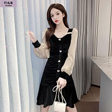 【時光角】連衣裙碎花秋冬新款韓版減齡拼接綁帶顯瘦百搭月日發完 歷史價格詳細信息