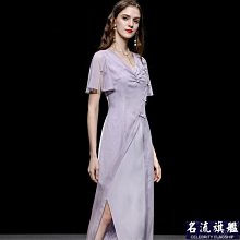 法國Colein Klawin 時尚氣質撞色襯衣裙收腰系帶荷葉擺長裙連衣裙-名流 歷史價格詳細信息