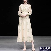 法國Colein Klawin 時尚氣質撞色襯衣裙收腰系帶荷葉擺長裙連衣裙-名流 歷史價格詳細信息