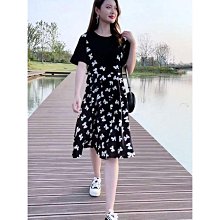 夏季女裝連身洋裝裙子大碼夏天大尺碼連身裙韓版長裙女2023新款時尚休閒連衣裙短袖a字裙假兩件拼接洋裝 價格比較,價格查詢,歷史價格詳細信息