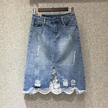 磨破高腰開叉牛仔半身裙女春夏2024新款中長款遮胯a字裙包臀長裙 歷史價格詳細信息