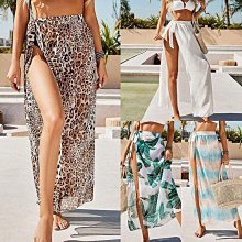 式半身裙 一片式碎花半身裙雪紡可印花沙灘裙高腰顯瘦百搭係帶開叉長裙防曬 歷史價格詳細信息