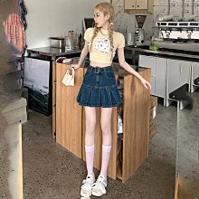 半身裙女2024新款夏粉色高級褶皺牛仔裙女小個子輕熟 歷史價格詳細信息