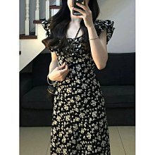 茶歇法式名媛風純色交叉抽褶氣質顯瘦設計感開叉吊帶連衣裙夏 歷史價格詳細信息