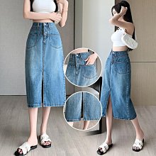 牛仔開叉長裙2024新款直筒半身裙女大碼氣質通勤高腰裙子抗皺腰帶-kby科貝 歷史價格詳細信息