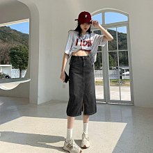 復古中長版牛仔褲裙女早秋新款高腰顯瘦a字包臀裙毛邊寬鬆半身裙-哈囉好物 歷史價格詳細信息