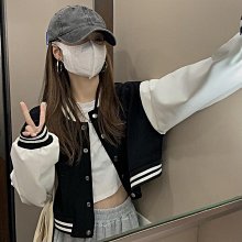撞色棒球服外套女新款秋季設計感小眾寬鬆休閒學生上衣服女潮女性衣服外套女裝休閒服裝《AB09060》《購物趣》 歷史價格詳細信息