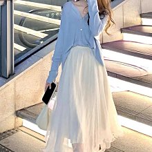 白色雪紡半身裙女夏季新款超仙森系中長款小個子a字紗百褶裙子~微微服飾 歷史價格詳細信息