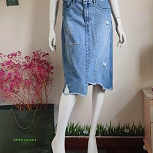 國內設計師~(TAKE ROOT紮根)，2023春夏，擺抽鬚袋貼笑臉牛仔及膝裙，現貨09~* 價格比較,價格查詢,歷史價格詳細信息