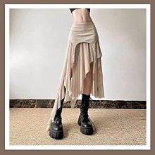 新款綠色不規則荷葉邊紗裙釘珠拼接網紗半身裙女秋冬2022百褶裙子長裙（滿599元免運） 歷史價格詳細信息