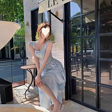 茶歇法式名媛風純色交叉抽褶氣質顯瘦設計感開叉吊帶連衣裙夏 歷史價格詳細信息