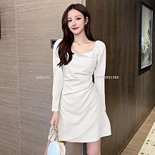 【熱賣精選】時尚連衣裙2021夏甜美連衣裙收腰新款少女方領短裙灰色簡約通 歷史價格詳細信息