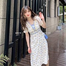 【熱賣精選】小個子簡約連衣裙女2021新款夏薄款法式初戀碎花裙泡泡袖收腰 歷史價格詳細信息