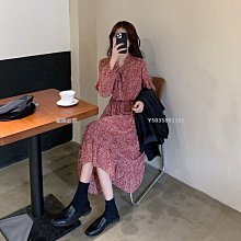 【熱賣精選】秋裝2022新款氣質簡約碎花長袖連衣裙女法式初戀收腰顯瘦打底裙子 歷史價格詳細信息