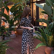 【熱賣精選】2022年法式v領復古碎花連衣裙女一片式裹身泡泡袖茶歇裙子 歷史價格詳細信息