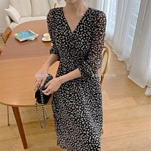 雪紡碎花連衣裙女V領超仙裙子法式初戀氣質顯瘦溫柔風女神中長裙-名流 歷史價格詳細信息