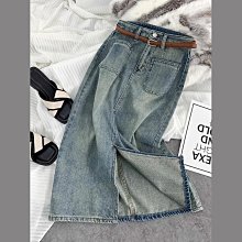 復古a字牛仔半身裙秋季女高腰梨形身材大碼遮肚子開叉顯瘦包臀裙 歷史價格詳細信息