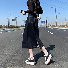 高腰牛仔裙女春秋深藍色防走光短裙2024新款百搭時尚顯瘦半身裙潮 歷史價格詳細信息