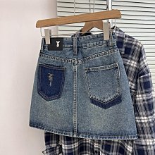 大碼牛仔半身裙女夏季胖mm高腰顯瘦設計感中長款a字裙開叉包臀裙 歷史價格詳細信息