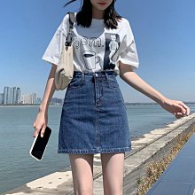 深色牛仔半身裙女中長款夏季純色百搭顯瘦減齡松緊高腰a字包臀裙 歷史價格詳細信息