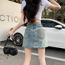 夏季新款半身裙女2024年爆款深藍色高腰顯瘦a字百搭包臀牛仔短裙 歷史價格詳細信息