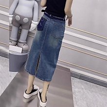 牛仔半身裙女春季高腰包臀裙2024新款復古直筒寬松a字中長款半裙 歷史價格詳細信息