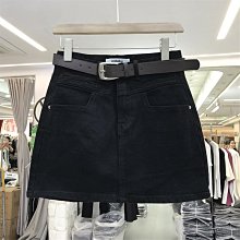 NNBABY正品335配腰帶顯瘦黑色牛仔半身群女2024夏新a字防走光短群 歷史價格詳細信息