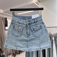 防走光牛仔裙半身裙女夏季梨形身材大碼顯瘦高腰深藍色a字短裙 歷史價格詳細信息