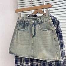 牛仔短裙女夏季150小個子辣妹穿搭xs加小碼高腰a字復古包臀半身裙 歷史價格詳細信息