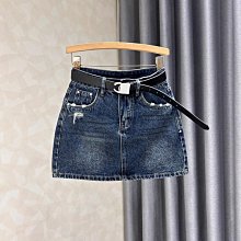 防走光牛仔裙半身裙女夏季梨形身材大碼顯瘦高腰深藍色a字短裙 歷史價格詳細信息