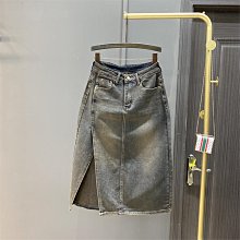 歐貨牛仔裙半身裙女短裙2024春夏減齡水洗高腰開叉a字裙包臀裙潮 歷史價格詳細信息