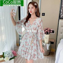 雪紡碎花連衣裙女V領超仙裙子法式初戀氣質顯瘦溫柔風女神中長裙-名流 歷史價格詳細信息