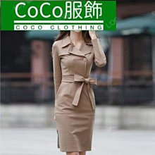正韓洋裝 洋裝 長袖洋裝 秋冬V領過膝長洋裝 休閒洋裝 開叉收腰抽繩顯瘦針織子~CoCo服飾 歷史價格詳細信息