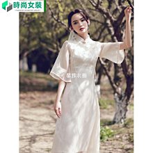 旗袍改良版大袖甜美復古年輕款少女中國風連衣裙女  寧佳依閣~時尚女裝 歷史價格詳細信息