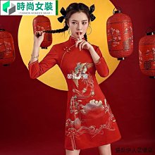 旗袍  國潮新款年輕款復古黑色長袖日常風改良洋裝秋款~躍野好物~ 歷史價格詳細信息