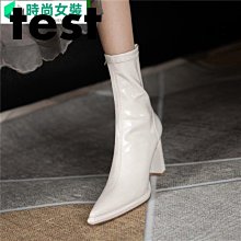 法式小短靴及踝靴粗跟秋季瘦瘦靴子白色春秋單靴高跟xie女xie2023年 歷史價格詳細信息