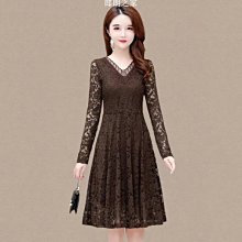 貴夫人中長款 媽媽裝 顯瘦洋裝女 春秋新款 韓版 長袖旗袍裙子~微微服飾 歷史價格詳細信息