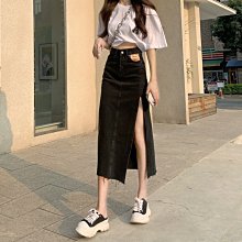 現貨熱銷-牛仔半身裙女 2020新款韓版時尚中長款大碼高腰a字包臀長裙魚尾裙 YN4673CFLP 歷史價格詳細信息