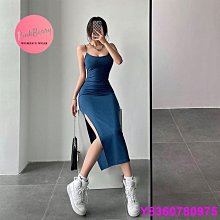 歐美性感單肩吊帶連衣裙 純色辣妹個性褶皺修身包臀裙短款背心裙 歷史價格詳細信息
