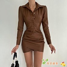 氣質皮衣 修身百搭 皮衣 韓版熱銷 質感霧面 皮衣外套 V領皮衣 女裝新春秋PU皮衣女 中長外套 韓版修身皮風衣 歷史價格詳細信息