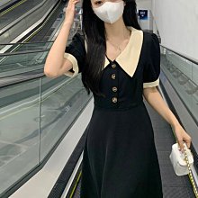 赫本風小黑裙桔梗法式初戀甜美溫柔風黑色方領泡泡袖連衣裙子女夏【2021新款洋裝】 歷史價格詳細信息