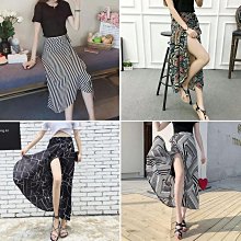 式半身裙 一片式碎花半身裙雪紡可印花沙灘裙高腰顯瘦百搭係帶開叉長裙防曬 歷史價格詳細信息