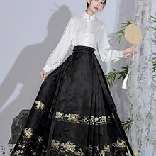 個子 明製漢服 國風 麵裙改良 新中式 水墨襯衫配麵裙 日常通懃 麵裙 春秋季 麵羣 麵裙日常蓮蓮生活館 歷史價格詳細信息