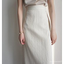 「SUNSHINE CLUB」豎紋皺立體質感高腰過膝後開衩半身裙米色溫柔時髦好搭下裝（滿599元免運） 價格比較,價格查詢,歷史價格詳細信息